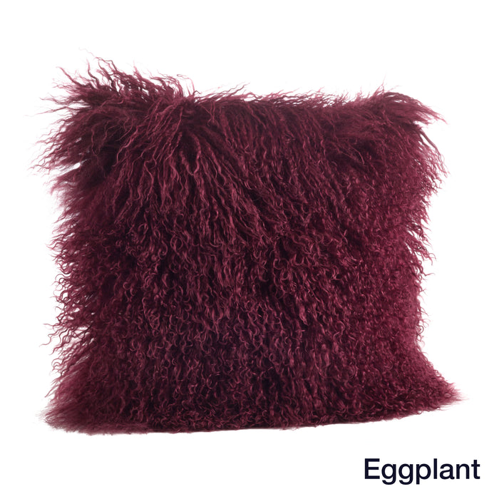 Genuine Mongolian Fur Pillows, Poly Filled, 16" Square