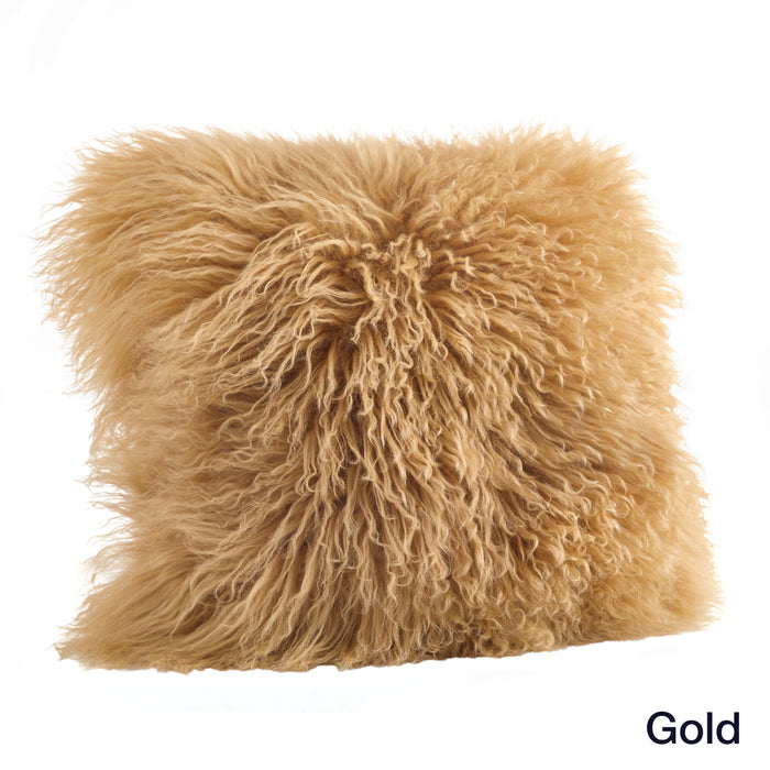 Genuine Mongolian Fur Pillows, Poly Filled, 20" Square