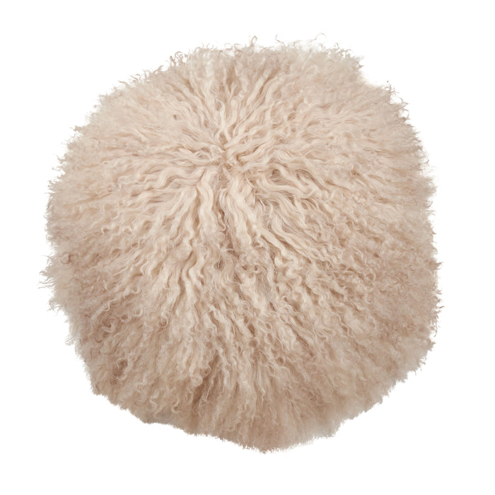 Genuine Mongolian Fur Pillows, Poly Filled, 16" Round