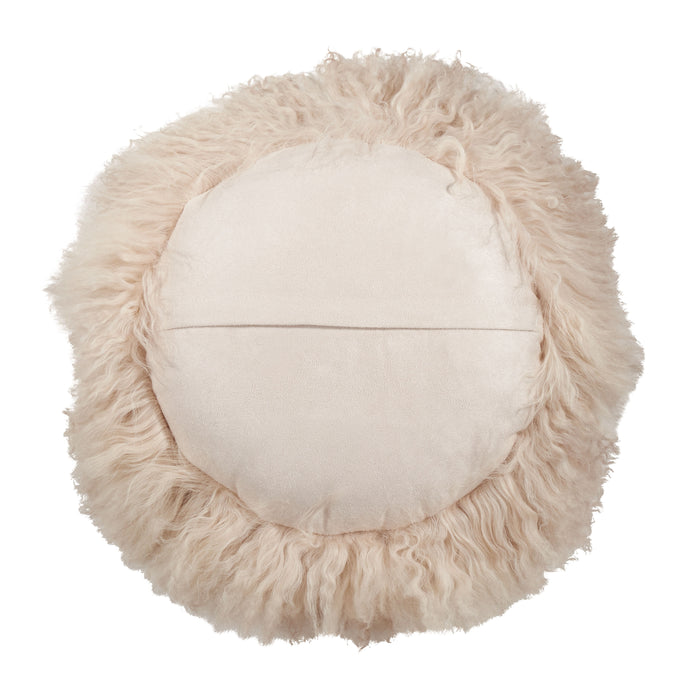 Genuine Mongolian Fur Pillows, Poly Filled, 16" Round