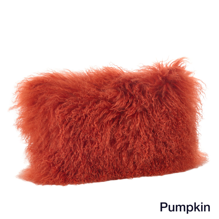 Genuine Mongolian Fur Pillows, Poly Filled, 12x20 inches