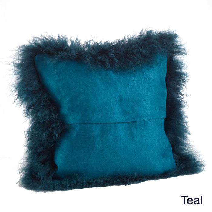 Genuine Mongolian Fur Pillows, Poly Filled, 16" Square