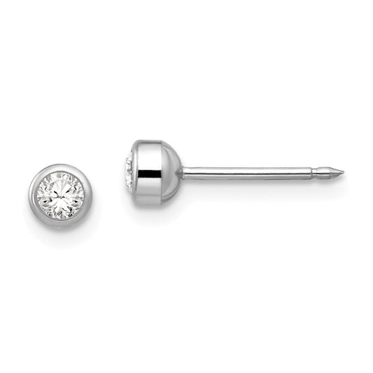 Inverness 14k White Gold 4mm April Crystal Bezel Earrings, 4mm x 4mm