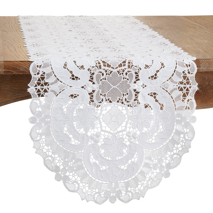 Occasion Gallery Vintage Style White Lace Tablecloths and Table Runner in Various Sizes, Rectangular