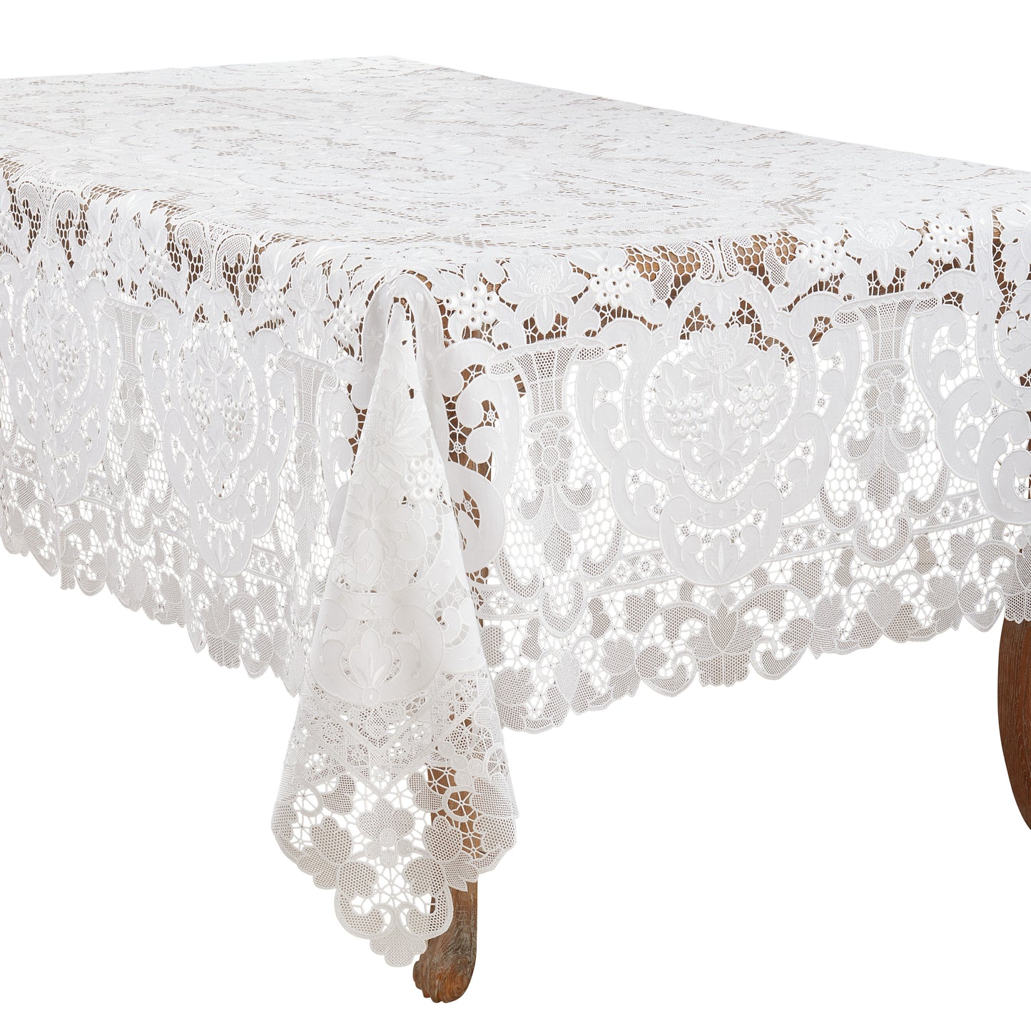 Occasion Gallery Vintage Style White Lace Tablecloths and Table Runner in Various Sizes, Rectangular