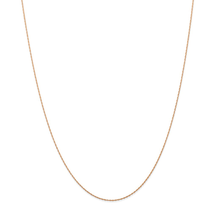 Million Charms 14k Rose Gold, Necklace Chain, .5 mm Cable Rope Chain (CARDED), Chain Length: 16 inches