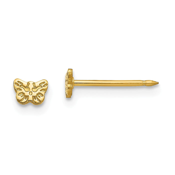 Inverness 24k Plated Petite Butterfly Earrings, 3mm x 4mm