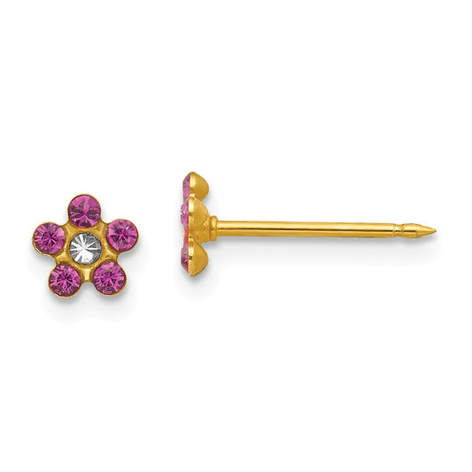 Inverness 14k Yellow Gold February Crystal Birthstone Earrings, 5mm x 5mm