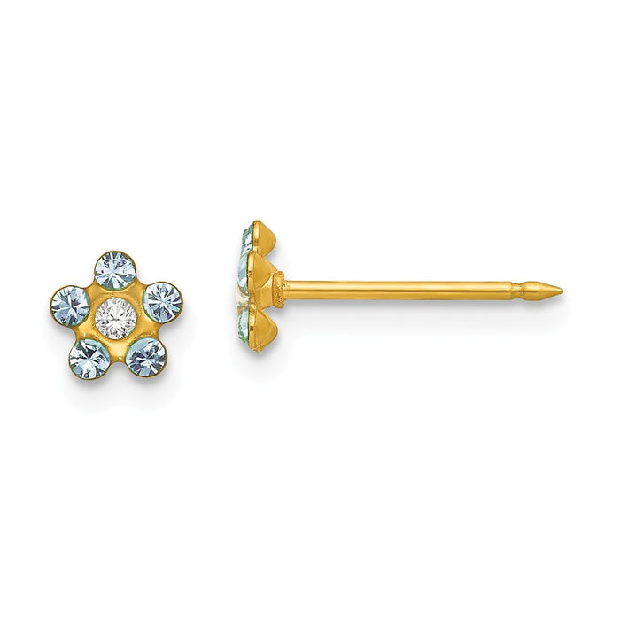 Inverness 14k Yellow Gold March Crystal Birthstone Earrings, 5mm x 5mm