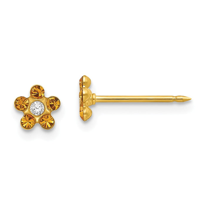 Inverness 14k Yellow Gold November Crystal Birthstone Earrings, 5mm x 5mm