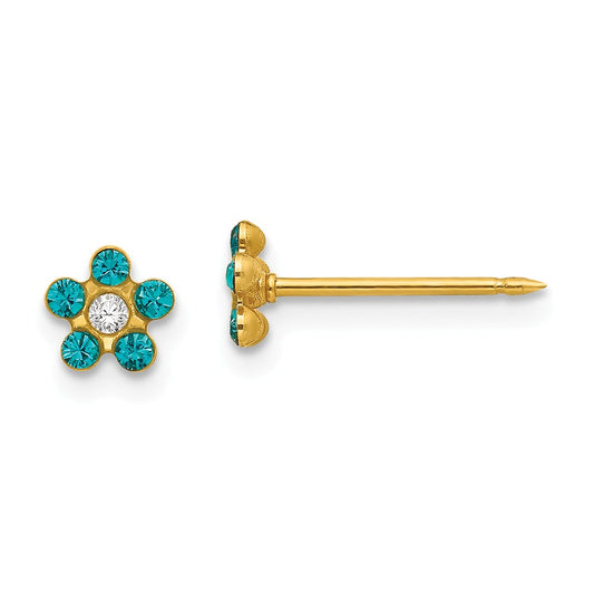 Inverness 14k Yellow Gold December Crystal Birthstone Earrings, 5mm x 5mm
