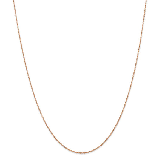 Million Charms 14k Rose Gold, Necklace Chain, .7 mm Carded Cable Rope Chain, Chain Length: 16 inches