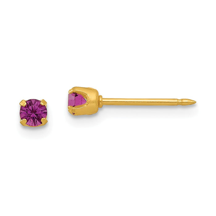 Inverness 24k Plated February Crystal Birthstone Earrings, 3mm x 3mm