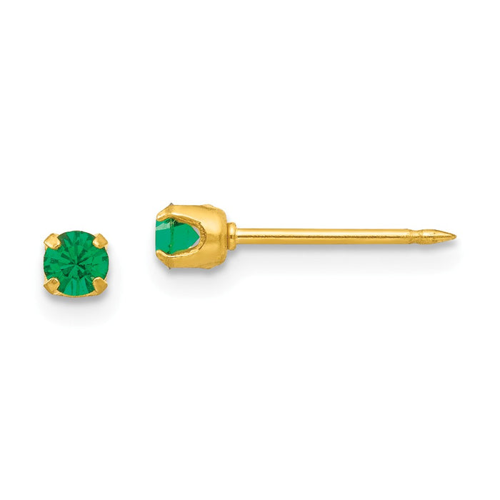 Inverness 24k Plated May Crystal Birthstone Earrings, 3mm x 3mm