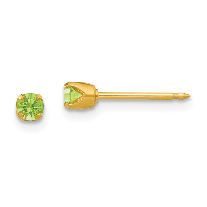 Inverness 24k Plated August Crystal Birthstone Earrings, 3mm x 3mm