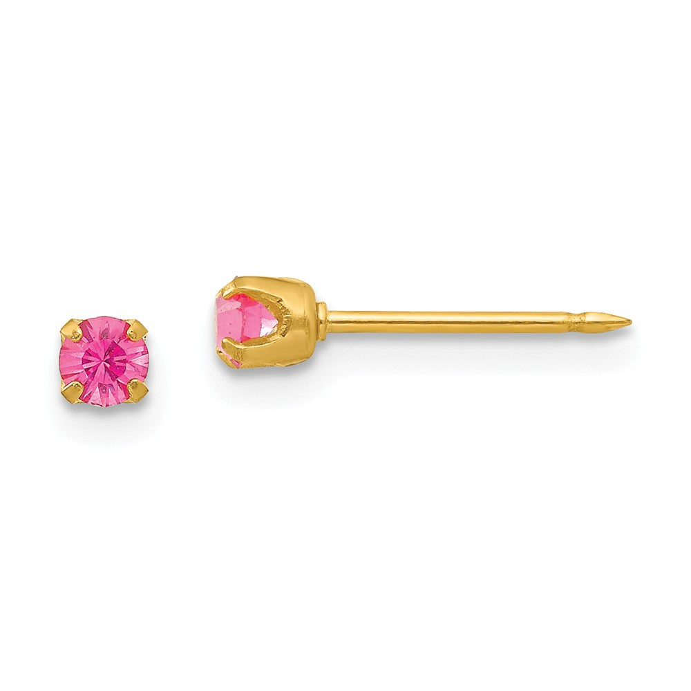 Inverness 24k Plated October Crystal Birthstone Earrings, 3mm x 3mm