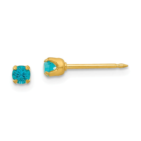 Inverness 24k Plated December Crystal Birthstone Earrings, 3mm x 3mm