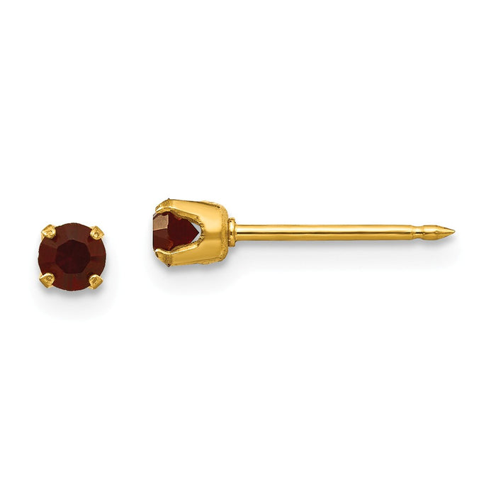 Inverness 14k Yellow Gold 3mm January Crystal Birthstone Post Earrings, 3mm x 3mm