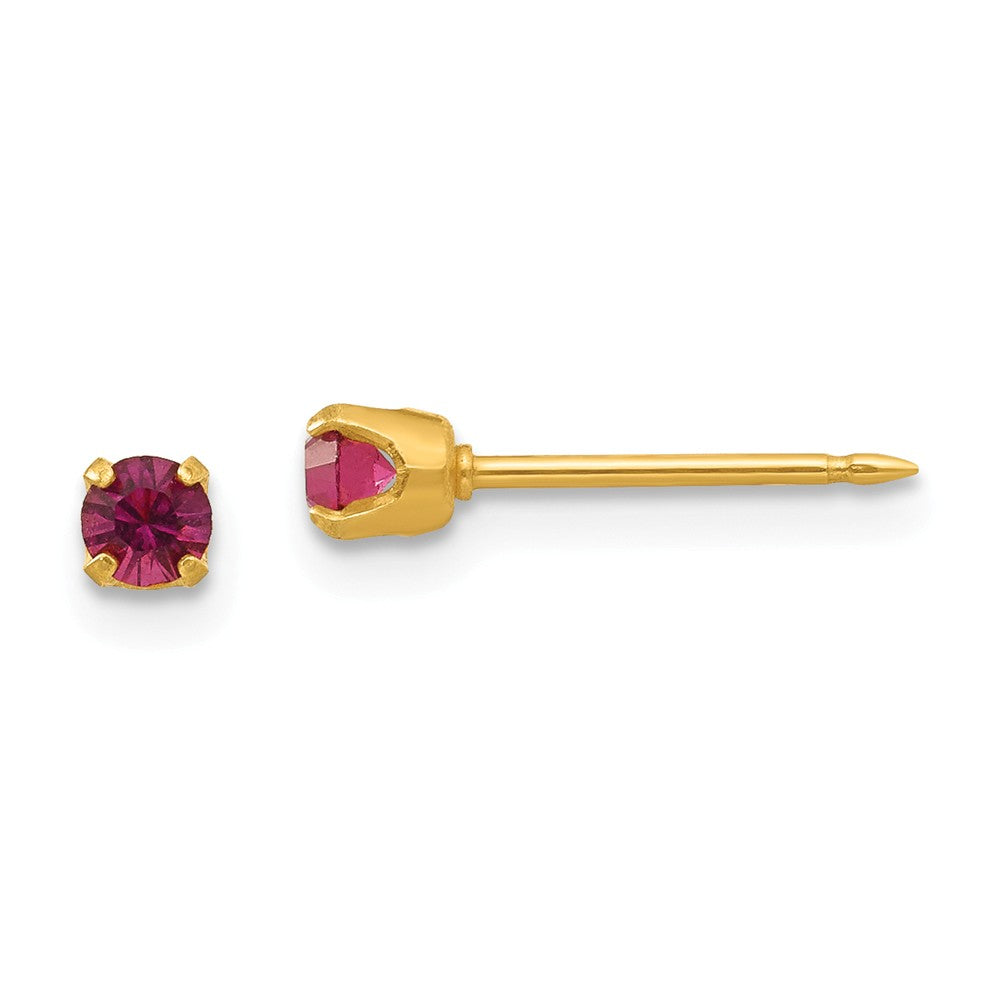 Inverness 14k Yellow Gold 3mm February Crystal Birthstone Post Earrings, 3mm x 3mm