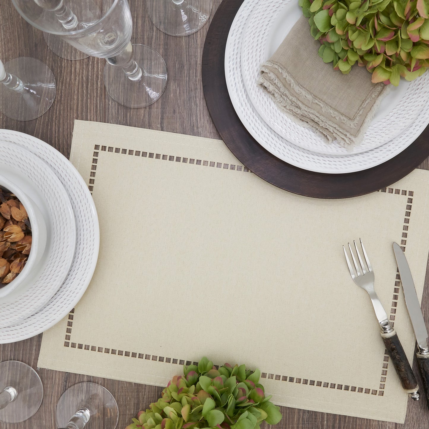 Laser-Cut Hemstitch Placemat,  13" x 19", (Set of 4)