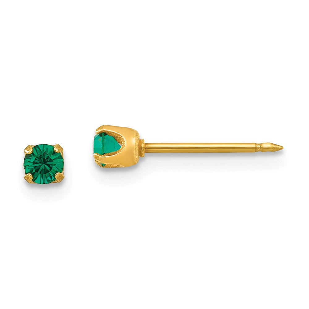 Inverness 14k Yellow Gold 3mm May Crystal Birthstone Post Earrings, 3mm x 3mm