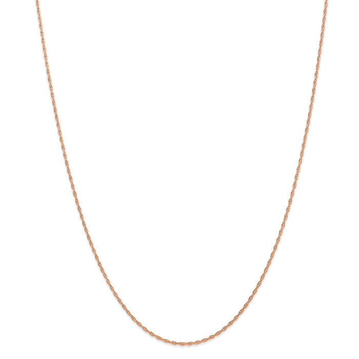 Million Charms 14k Rose Gold, Necklace Chain, 1.15mm Carded Cable Rope Chain, Chain Length: 24 inches