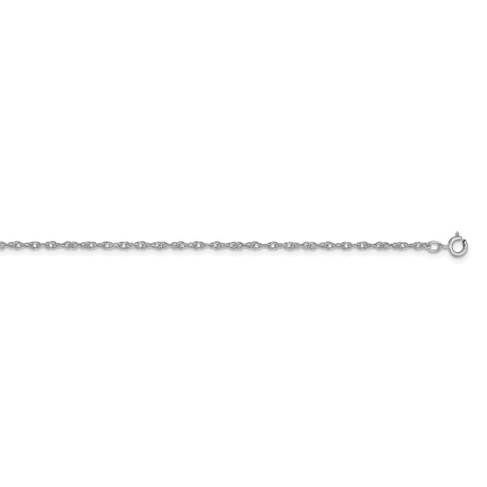Million Charms 14K White Gold, Necklace Chain, 1.15mm Carded Cable Rope Chain, Chain Length: 24 inches