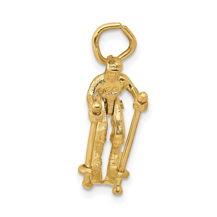Million Charms 14K Yellow Gold Themed Moveable Snow Skier Charm