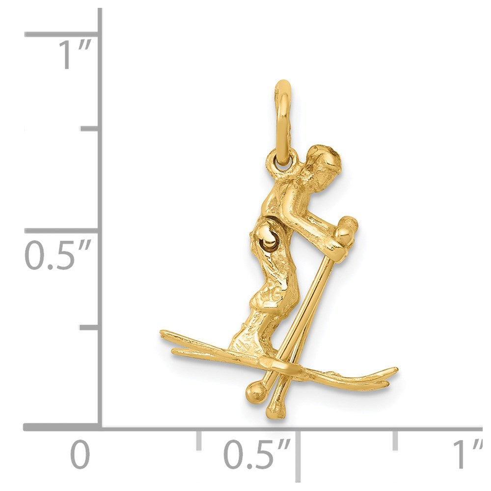 Million Charms 14K Yellow Gold Themed Moveable Snow Skier Charm
