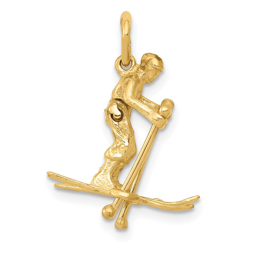 Million Charms 14K Yellow Gold Themed Moveable Snow Skier Charm