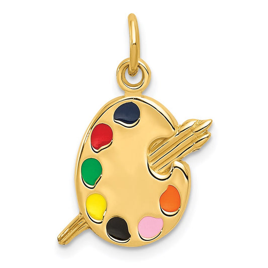 Million Charms 14K Yellow Gold Themed Enameled Artist Palette Charm