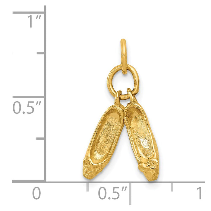 Million Charms 14K Yellow Gold Themed Ballet Slippers Charm
