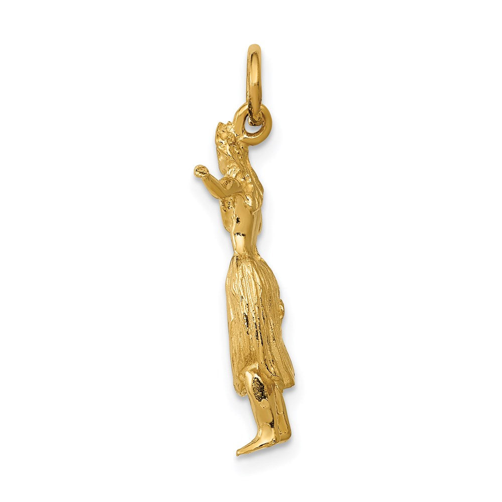 Million Charms 14K Yellow Gold Themed 3-D Hula Dancer Charm