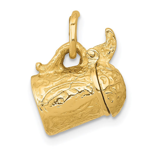 Million Charms 14K Yellow Gold Themed 3-D Beer Stein Charm