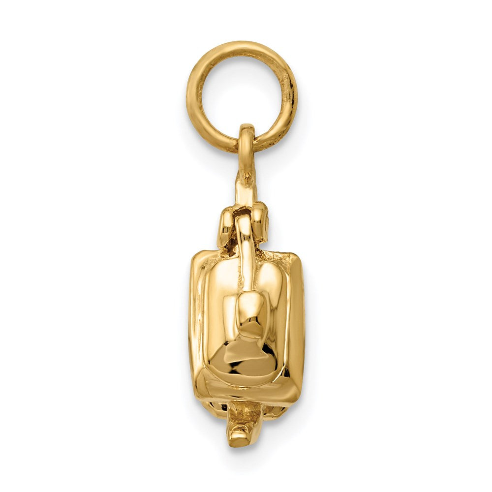 Million Charms 14K Yellow Gold Themed 3-D Tea Pot Charm