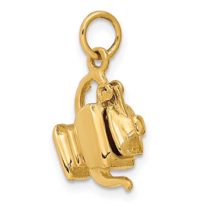 Million Charms 14K Yellow Gold Themed 3-D Tea Pot Charm