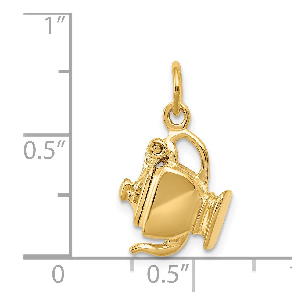 Million Charms 14K Yellow Gold Themed 3-D Tea Pot Charm