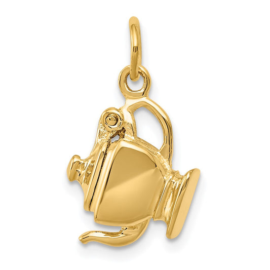 Million Charms 14K Yellow Gold Themed 3-D Tea Pot Charm