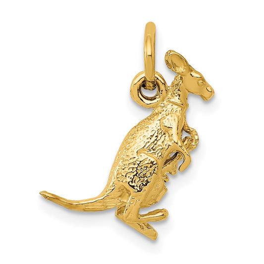 Million Charms 14K Yellow Gold Themed Kangaroo With Joey Charm