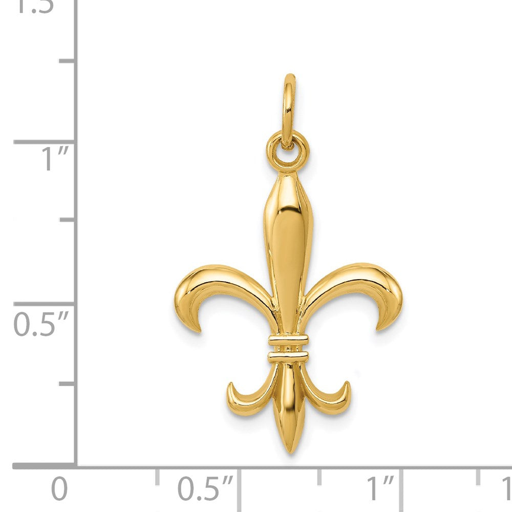 Million Charms 14K Yellow Gold Themed Hollow Fleur De Lis Charm Metal Mold