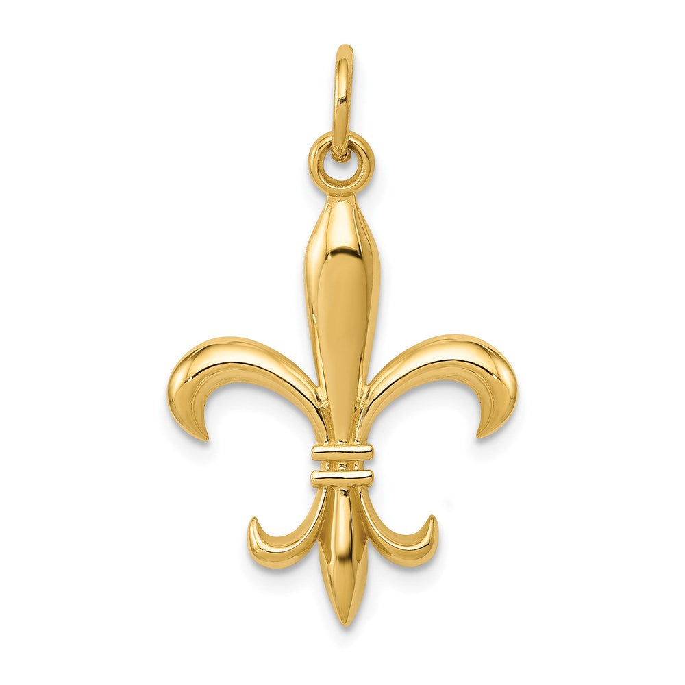 Million Charms 14K Yellow Gold Themed Hollow Fleur De Lis Charm Metal Mold
