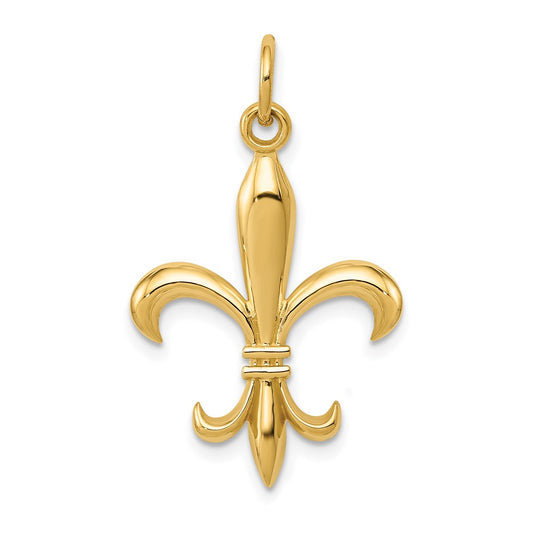 Million Charms 14K Yellow Gold Themed Hollow Fleur De Lis Charm Metal Mold