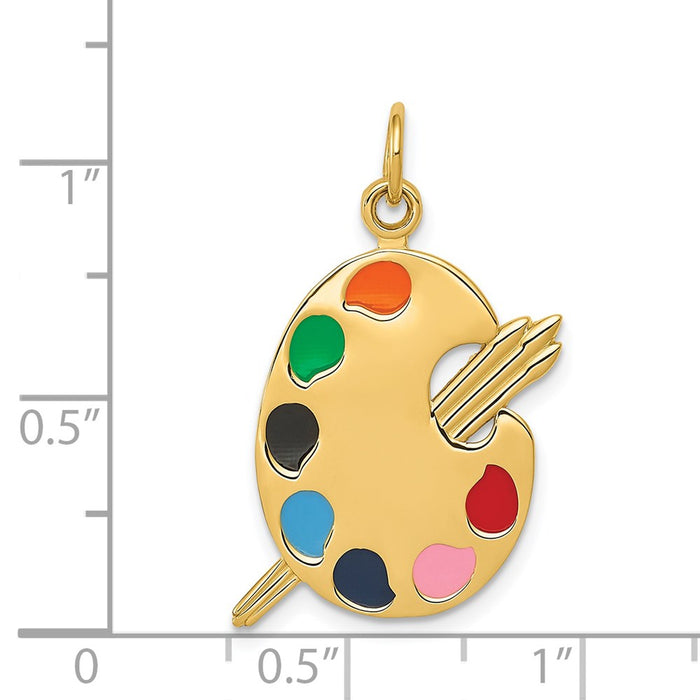 Million Charms 14K Yellow Gold Themed Enameled Artist Palette Charm