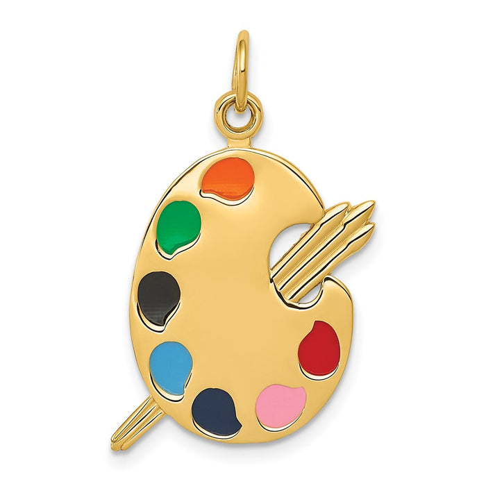 Million Charms 14K Yellow Gold Themed Enameled Artist Palette Charm