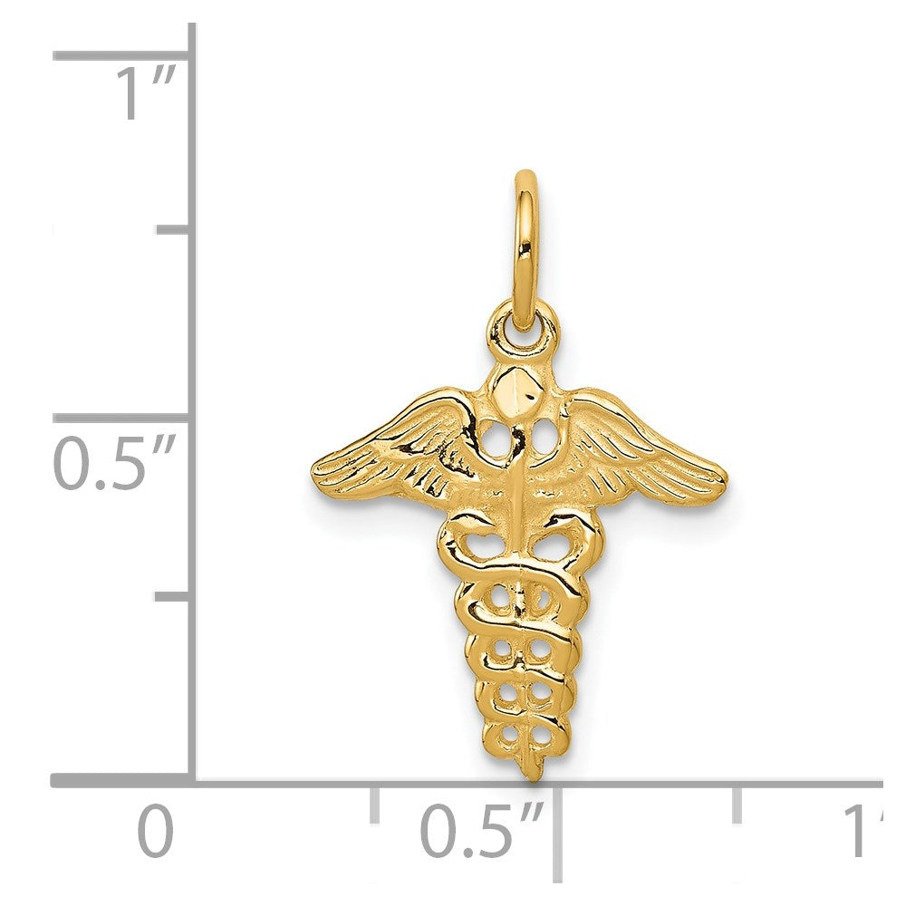 Million Charms 14K Yellow Gold Themed Caduceus Charm