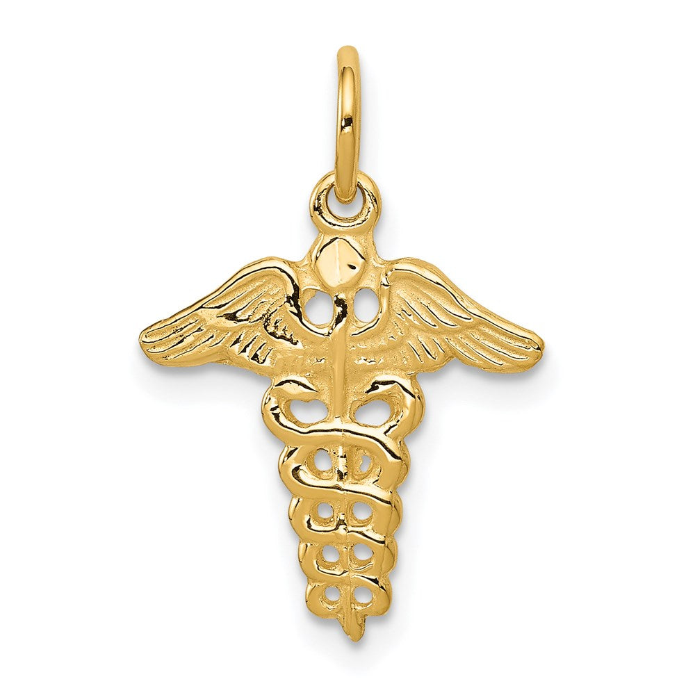 Million Charms 14K Yellow Gold Themed Caduceus Charm