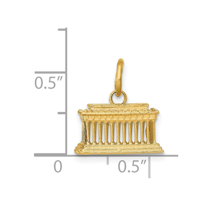 Million Charms 14K Yellow Gold Themed Lincoln Memorial Charm