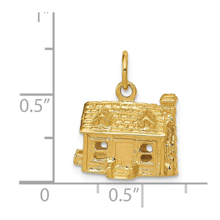 Million Charms 14K Yellow Gold Themed 3-D House Charm