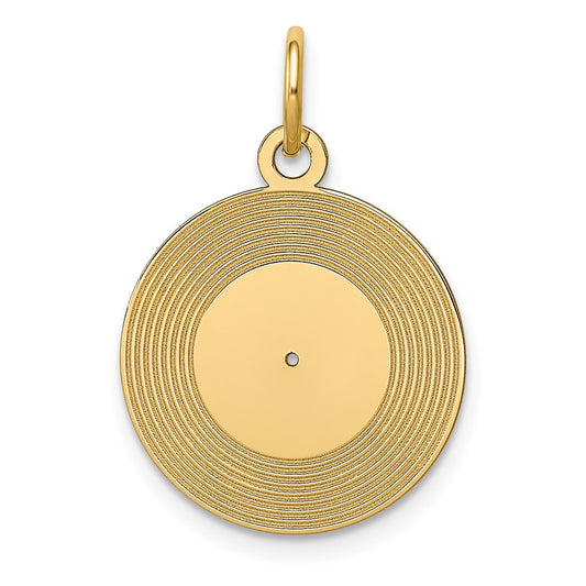 Million Charms 14K Yellow Gold Themed Record Album Charm