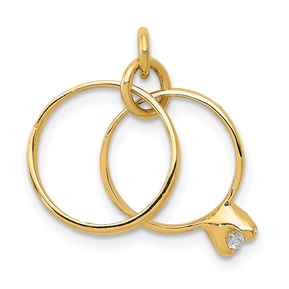 Million Charms 14K Yellow Gold Themed Wedding Rings Charm